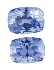 Photos by Lydia Dyer. A full recut of the crown and pavilion on this rectangular cushion-cut light blue sapphire improved its value greatly. Recut by J.L. White Fine Gemstones.
