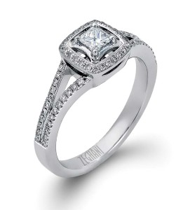 Photo courtesy Zeghani by Simon When purchasing princess-cut diamonds, look for stones with feathers toward the centre, rather than the outside edge to minimize breakage.
