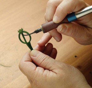 Photo courtesy Stuller, Inc. Some wax models require a touch up from a bench jeweller before casting.