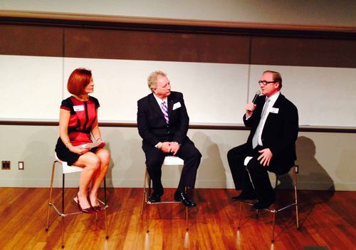 Marilyn McNeil-Morin, chair of George Brown College's fashion studies and performing arts; Ken McGrath, co-creator of Masters of Dreams; and Myles Mindham, of Mindham Fine Jewellery, at the film's Toronto screening. cropped george brown