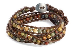 Leatherette wrap bracelet with gemstones by Supreme Silver.