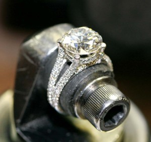 Photo courtesy Tom Weishaar Replacing a stone this size would have been impossible. Always be extra careful when setting large diamonds.