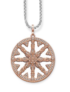 Sterling silver and rose-gold plated pendant by Thomas Sabo, with mother-of-pearl and synthetic zirconia.