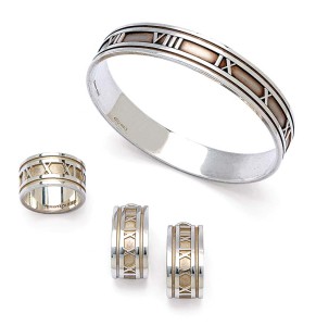 Photo courtesy Dupuis Fine Jewellery Auctioneers Sterling silver 'Atlas' bangle, ring, and ear clips by Tiffany & Co.