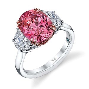 Padparadscha sapphire and diamond ring by OMI Privé.