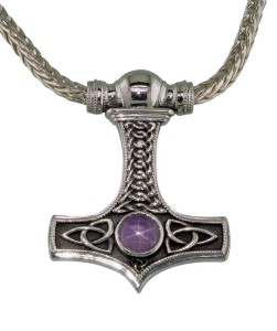 Photo courtesy Llyn L. Strelau Sterling silver 'Thor's Hammer' pendant with star sapphire.