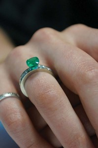 Photo courtesy Llyn L. Strelau The use of blue tack is perfect for attaching a gemstone to a piece of jewellery, providing a client with a sense of what a design will look like.