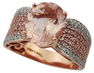 Photo courtesy Mark T. Cartwright Synthetic morganite has become relatively common in the market and mounted stones can be difficult to detect; however, the 0.007-carat 'pink diamond' melee presented the greatest challenge.