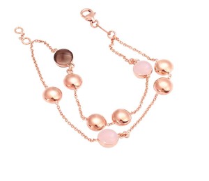 Vermeil double bracelet from Miss Mimi's 'Ballons' collection, with rose quartz and smoky topaz.