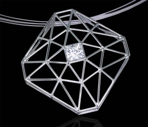 Photo courtesy Llyn L. Strelau The design for this pendant magnifies and defines the facet structure of this signature-cut stone by Phillip Youngman.