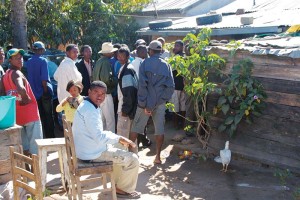 Photo courtesy Custom Cut Gems Sellers lined up waiting to see the author in Ilakaka, Madagascar.