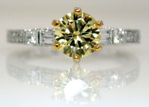 Photo courtesy Nice Diamond A 'cape' diamond. The term has been in use since large quantities of fancy light yellow diamonds were found in the late 1800s in South Africa's Cape province.