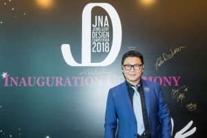 Fei Liu, award-winning designer and chair of the judging panel of the JNA Jewellery Design Competition, attends the contest’s launch at the June Hong Kong Jewellery & Gem Fair on June 21. Photo courtesy JNA