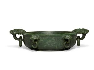 This washer is carved from rare Khotan jade and is expected to sell for up to US$1 million at a Sotheby’s auction in London. Photo courtesy Sotheby’s