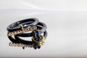 Rings from the ‘Axel-bis’ collection by Lynn Légaré in oxidized sterling silver, 18-karat gold, and diamonds. Photo © John Kane Photography