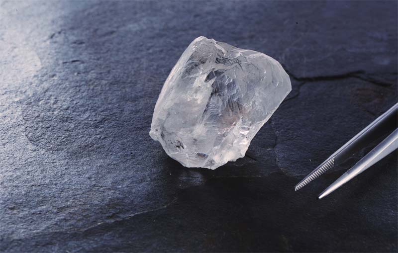 Photo courtesy Lucara Diamond Corp. This 223-carat white diamond was found at Botswana’s Karowe mine, which is run by Vancouver-based Lucara Diamond.