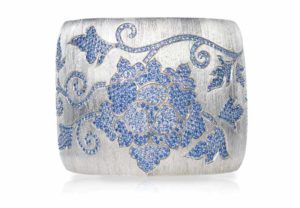 Titanium flower bracelet with blue sapphires (11.03 ctw) by VTse.