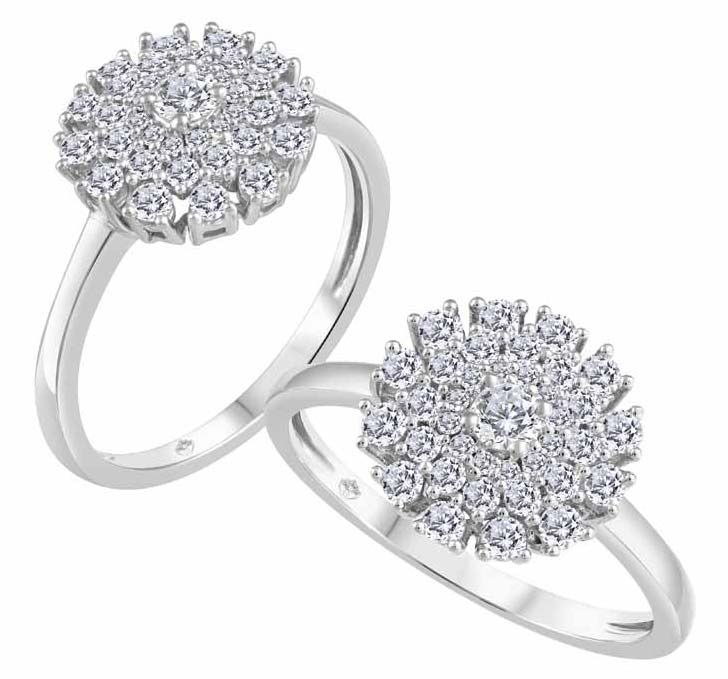 10-karat gold ring with 0.08-carat Canadian diamond centre stone from Beverly Hills Jewellers’ ‘Fire and Ice’ brand.