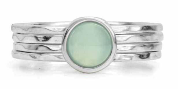 Sterling silver ‘Still’ free-floating ring with blue chalcedony stone by MeditationRings.