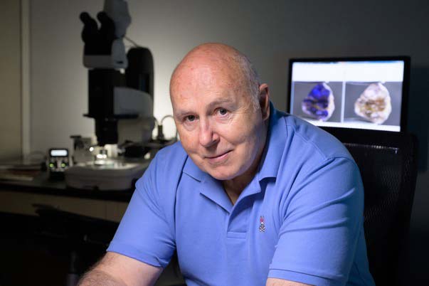 Photo courtesy GIA The new mineral species johnkoivulaite is named for renowned gemmologist John Koivula, who is best known for his contributions to inclusion research and photomicrography.