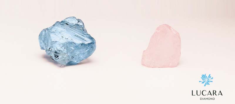 Photo courtesy Lucara Diamond A 9.74-carat blue diamond and a 4.13-carat pink diamond have been found in Lucara Diamond's Karowe Mine in Botswana.