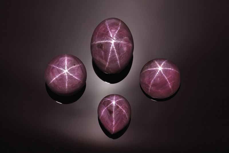 North Carolina Mountain Star Ruby Collection, ranging in weight from 52.36 to 139.43 carats. Photo courtesy Guernsey’s