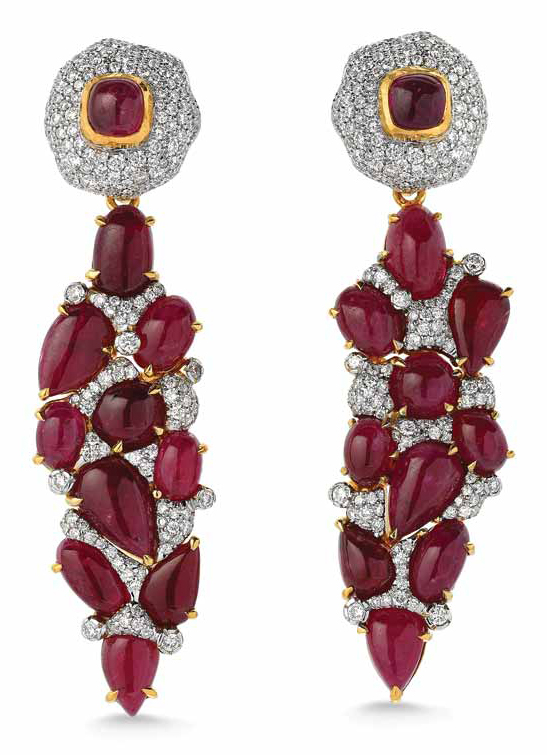 Greenland ruby and diamond earrings by Victor Velyan. Photo courtesy Victor Velyan