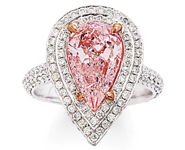 An antique pink diamond and white gold ring.