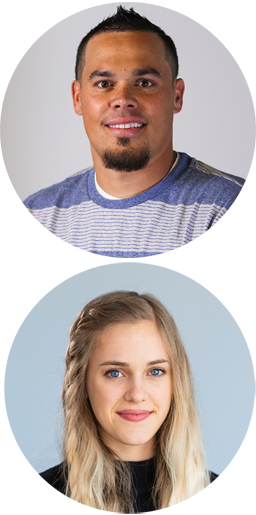 Podium presenters Jason A’alona (above), director of sales and retail, and Hayley Sonntag (below), marketing.