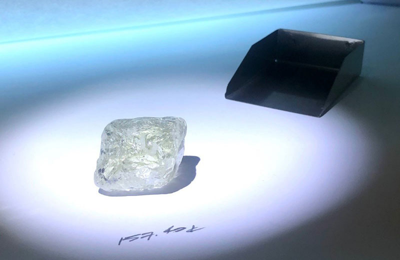 A 157.40-carat exceptional diamond has been recovered from Mountain Province Diamonds’ Gahcho Kué mine in the Northwest Territories. Photo courtesy Mountain Province Diamonds
