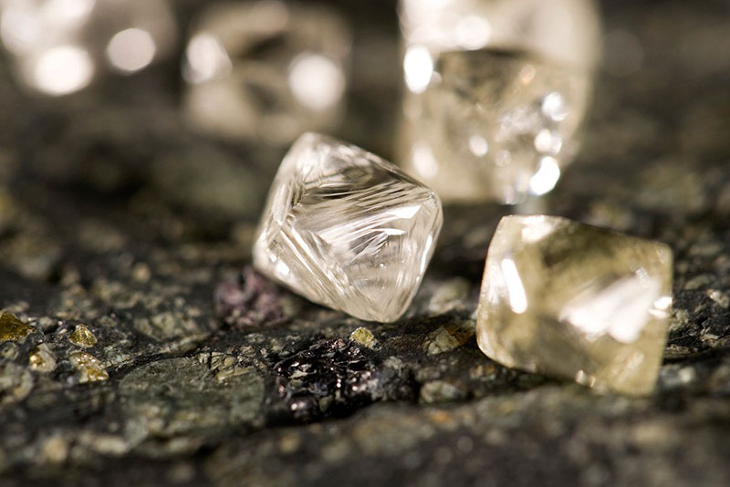 The Star-Orion South project, which is a joint venture of the Star Diamond Corporation and Rio Tinto Exploration Canada, has produced Type IIa diamonds weighing 10.13, 8.10, and 7.29 carats. Photo by Star Diamond Corporation