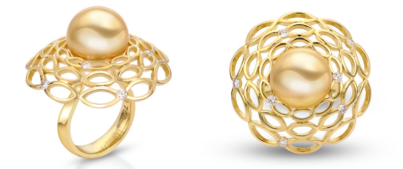 Photo courtesy CPAA Paul Klecka (Paul Klecka Inspired Design) won the top prize, the President Trophy, for his ‘Matariki Rising’ golden South Sea pearl ring at the Cultured Pearl Association of America’s (CPAA’s) International Pearl Design Competition (IPDC). Photo courtesy CPAA