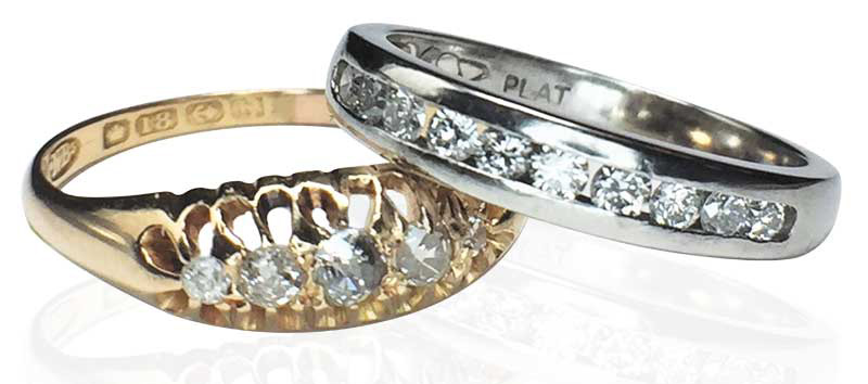 Photos courtesy Jewellery by Sanders Early diamond wedding ring and modern diamond wedding ring. Photos courtesy Jewellery by Sanders