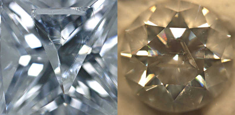 A knot is an included diamond crystal which extends to the surface of the stone.
