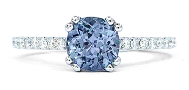 Photo courtesy Dana’s Goldsmithing Figure 1: Prong-set sapphire (1.14 carats) by Dana’s Goldsmithing. Photo courtesy Dana’s Goldsmithing