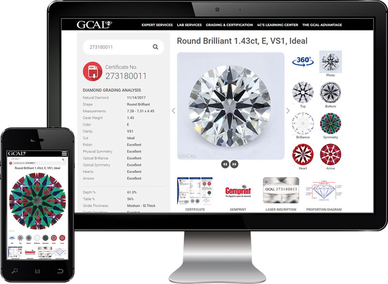 Photo courtesy Instappraise Instappraise has announced a diamond grading certificate database integration with Gem Certification and Assurance Lab (GCAL). Photo courtesy Instappraise