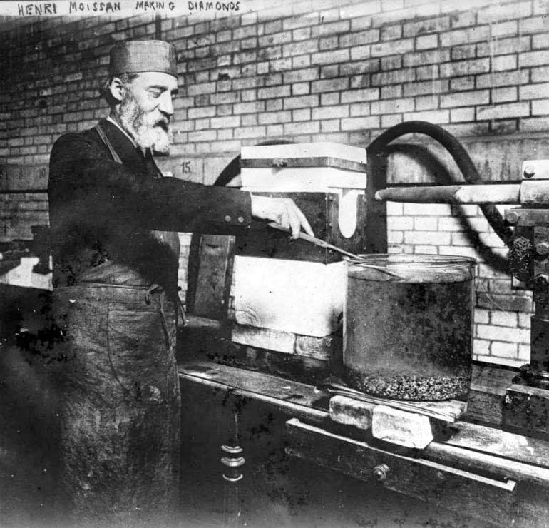 Figure 2: Henri Moissan making diamonds. Image courtesy Library of Congress Prints and Photographs Division; Washington, D.C., 20540, USA; http://loc.gov/pictures/resource/ggbain.02112
