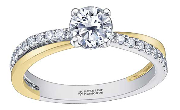 Photo courtesy Maple Leaf Diamonds A Canadian diamond engagement ring by Maple Leaf Diamonds. Photo courtesy Maple Leaf Diamonds