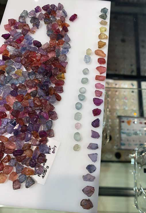 Umba sapphires (Tanzania) and Montana pastel sapphires on display at this year’s AGTA GemFair.