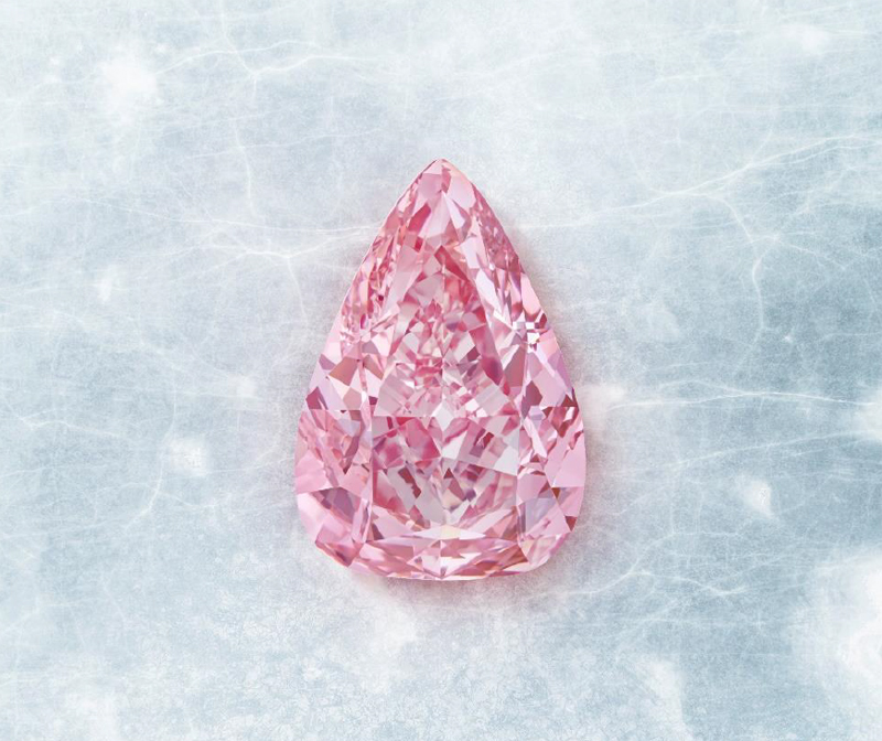 A fancy vivid pink diamond of 18.18 carats is expected to fetch up to $47.9 million (US$35 million) when it goes under the hammer at Christie’s Luxury Week. Photo courtesy Christie’s