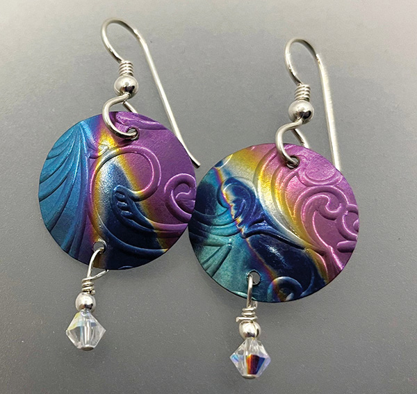 Figure 2: Niobium earrings by Jana Cooper Jewelry. Photo by Jana Cooper