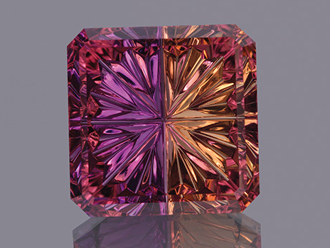 44.37-carat Bolivian ametrine ‘Starbrite’ gem by John Dyer & Co. Photo by Ozzie Campos/courtesy John Dyer & Co.
