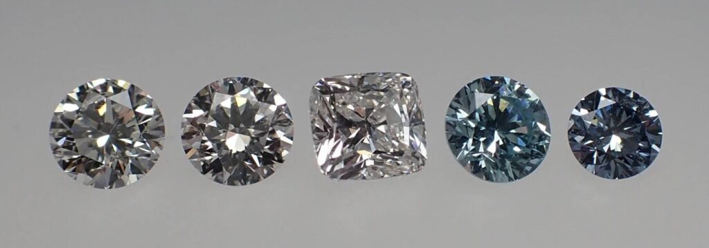 Five diamonds are horizontal, magnified in a row.