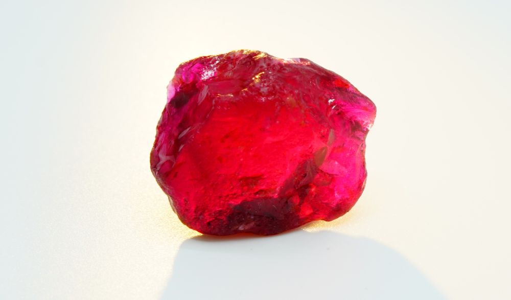 Close-up of raw ruby.