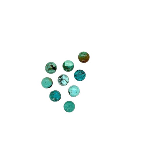 Natural turquoise gems on display.