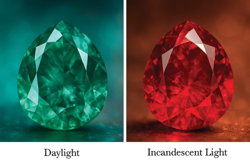 Green and red gemstones