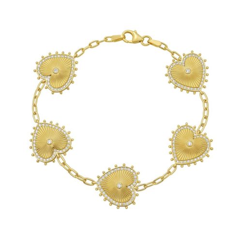 Gold, multi heart-shaped bracelet.