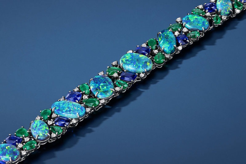 opal sapphire emerald and diamond bracelet