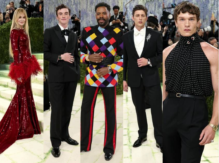 people posing on MET gala carpet