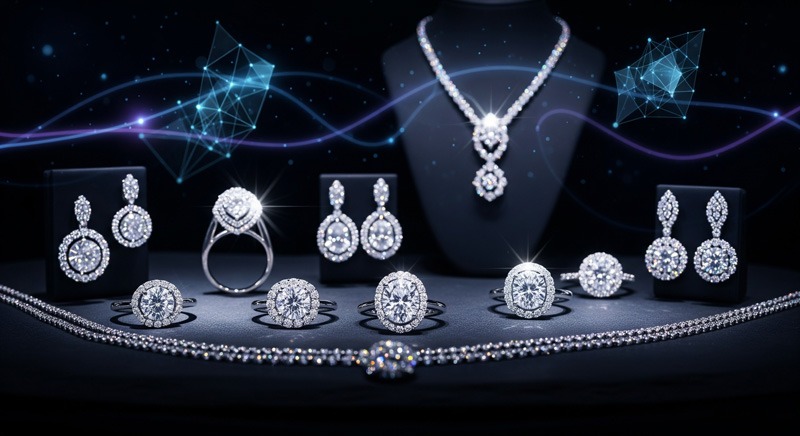 silver jewellery on showcase